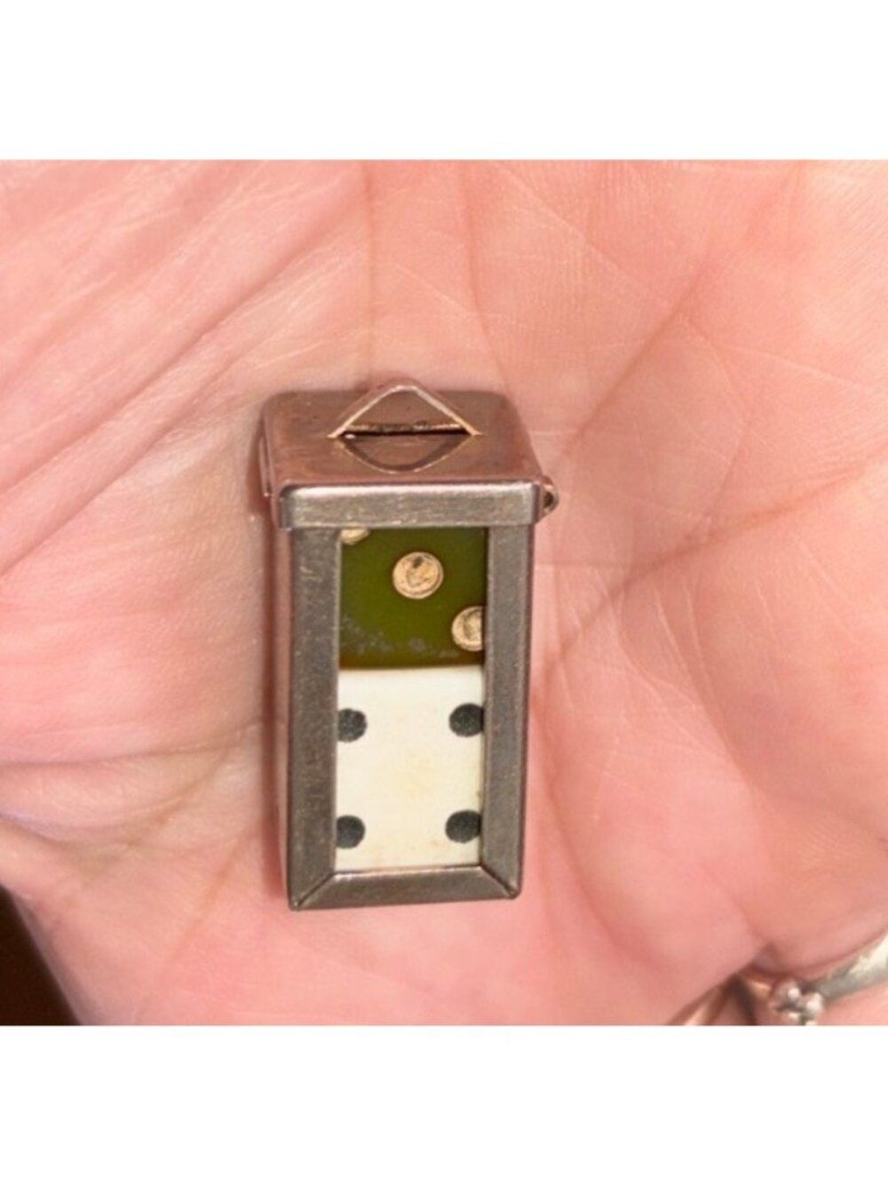 Vintage Crisloid  Dice Holder Charm With Two Die Sterling